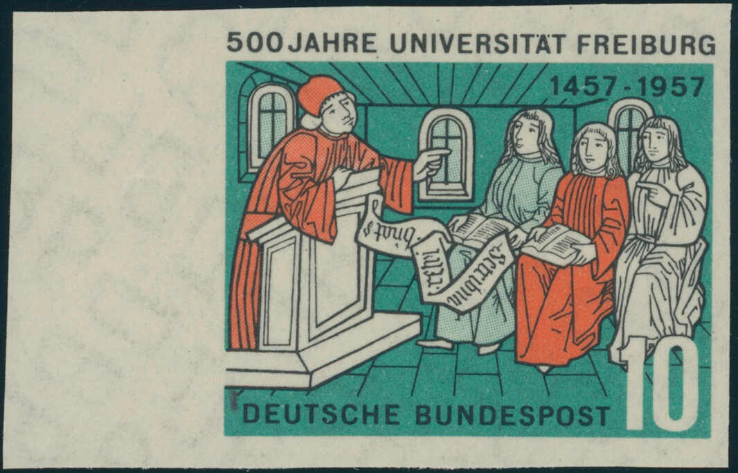 1957, 500 Jahre Universität Freiburg, 10 Pfg., breitrandig ...