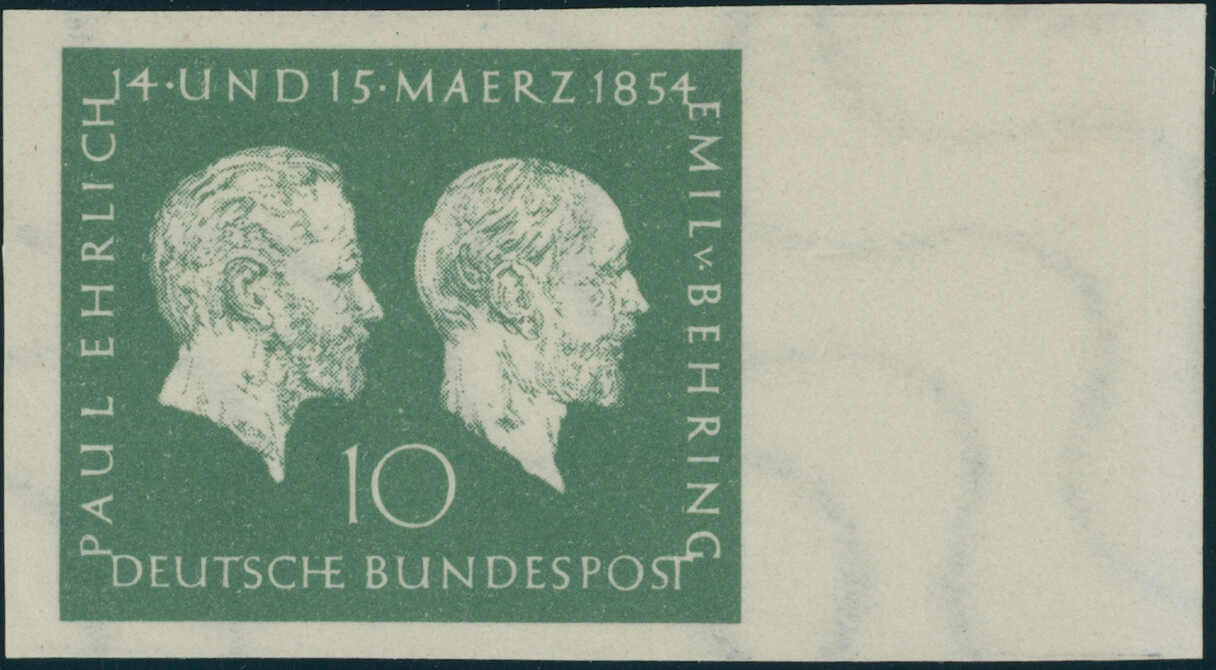 1954, Ehrlich und von Behring, 10 Pfg., schwärzlichgrün, ...