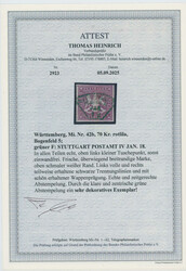 1873, 70 Kr., (dunkel)braunpurpur, allseits voll- bis breitrandig ...