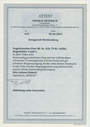 1873, 70 Kr., (dunkel)braunpurpur, waagerechtes Paar, allseits ...