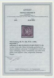 1873, 70 Kr., (dunkel)braunpurpur, allseits voll- bis breitrandig ...