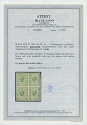 1859, 5 Sgr., dunkelolivgrün, Viererblock, Pos. 19/20 und 28/29, ...