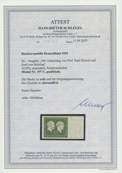 1954, Ehrlich und von Behring, 10 Pfg., schwärzlichgrün, ...