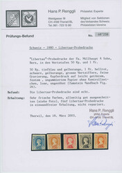 Um 1882, Partie mit 5 Stück sog. Libertas-Probedrucken, dabei ...