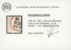 1858, Franz Joseph, 2 Kr., hellorange, Type II, sauber gestempeltes ...