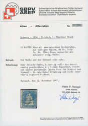 1854, Strubel, 10 Rp., preußischblau, 1. Münchner Druckperiode mit ...