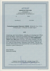 1858/1859, Franz Joseph, 3 Kr., grün, vorderseitig auf ...