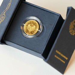 50 Euro, Gold, Pauke, 2021 F (Stuttgart), in Kapsel und in original ...