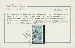 1900, 25 Jahre Weltpostverein, 25 C., dunkelblau, nachgravierte ...