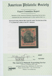 1905, Germania ohne Wz. mit Aufdruck, 1 1/2 Piaster a. 30 Pfg., mit ...