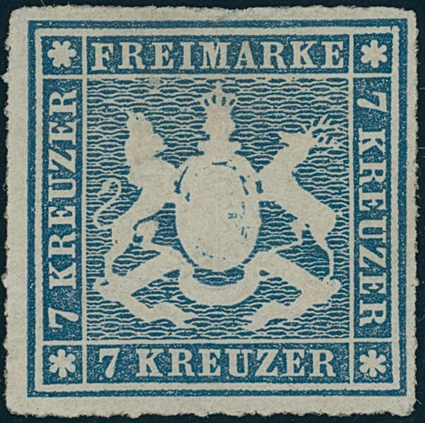 1868, 7 Kr., dunkelpreußischblau (schieferblau), allseits gut ...