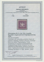 1873, 70 Kr., (dunkel)violettbraun, allseits sehr breitrandig ...