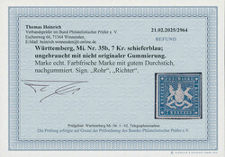1868, 7 Kr., dunkelpreußischblau (schieferblau), allseits gut ...