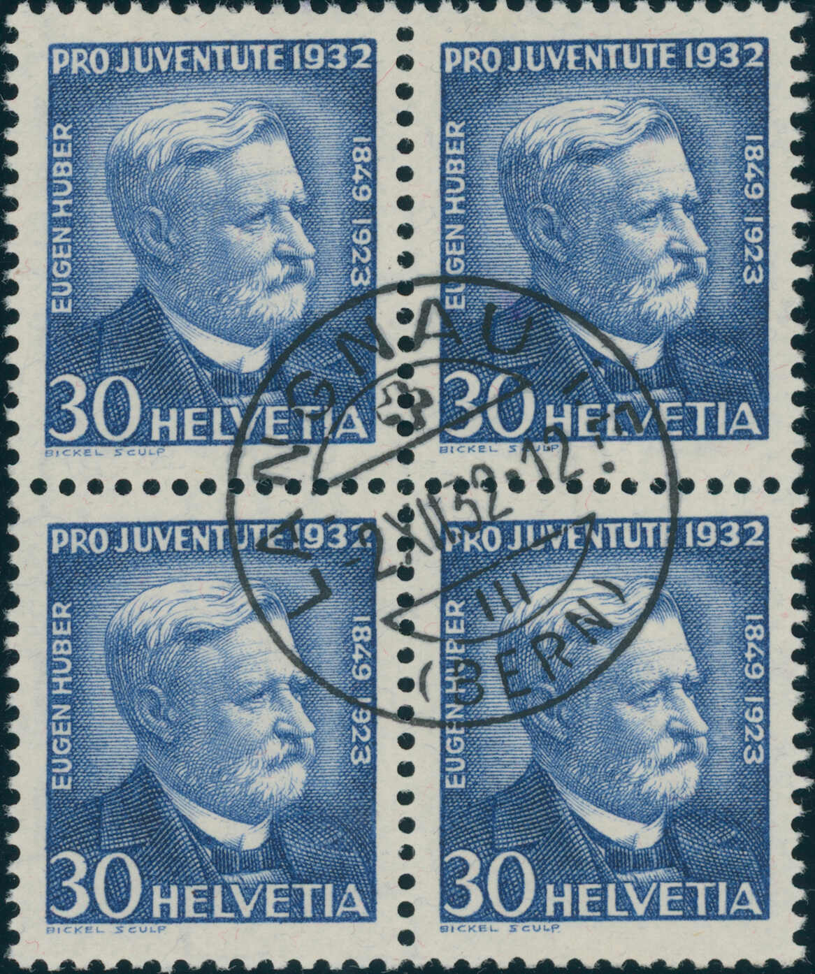 1932, Pro Juventute, 4 W. kpl., in ideal zentrisch gestempelten ...