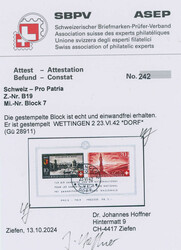 1942, Pro Patria, Blockausgabe, sehr schön entwertet "WETTINGEN 2 ...