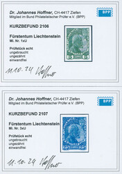 1912, Fürst Johann II., 5 und 25 H., gestrichenes Papier, je ...