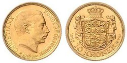 Christian X., 1912-1947, 10 Kroner, Gold, 1913 VBP, Schlumberger 91, ...