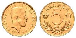 Gustav V., 1907-1950, 5 Kronor, Gold, 1920 W, die Münze besteht aus ...