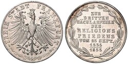 Freie Stadt, Gedenk-Doppelgulden, 1855, "Zur Dritten Säcularfeier ...