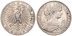 FREIE STADT, Vereinstaler, 1858, einige Dächer neben dem ...