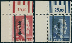 1945, Grazer Aufdruck, Markwerte mit fettem Aufdruck in Type I, 4 W. ...