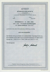 1945, Grazer Aufdruck, Markwerte mit fettem Aufdruck in Type I, 4 W. ...