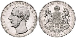 Georg V., 1851-1866, Doppeltaler, 1855 B, AKS 142, Jaeger 88, sehr ...
