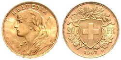 Vreneli, 20 Franken, Gold, 1947 B, vorzüglich.Automatically ...