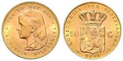 Wilhelmina, 1890-1948, 10 Gulden, Gold, 1897, Schlumberger 164, ...