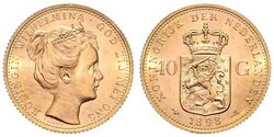 Wilhelmina, 1890-1948, 10 Gulden, Gold, 1898, Schlumberger 165, fast ...