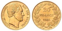 Leopold I., 1831-1865, 20 Francs, Gold, 1865, L. WIENER, Schlumberger ...