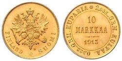 Nikolaus II., 1894-1917, 10 Markaa, Gold, 1913 S, Schlumberger 17, ...