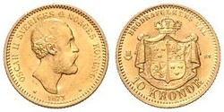 Oskar II., 1872-1907, 10 Kronor, Gold, 1873 ST, Schlumberger 109, ...