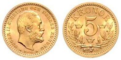 Oskar II., 1872-1907, 5 Kronor, Gold, 1901 EB, Schlumberger 146, ...