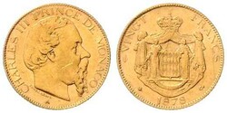 Karl III., 1856-1889, 20 Francs, Gold, 1878 A, Schlumberger 6, sehr ...