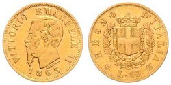 Viktor Emanuel II., 1861-1878, 10 Lire, Gold, 1863 T.BN, 18,5 mm, ...