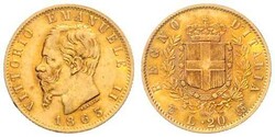 Viktor Emanuel II., 1861-1878, 20 Lire, Gold, 1863 T.BN, Schlumberger ...
