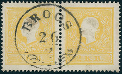 1858, Franz Joseph, 2 Kr., dunkelgelb, Type I, waagerechtes Paar, ...