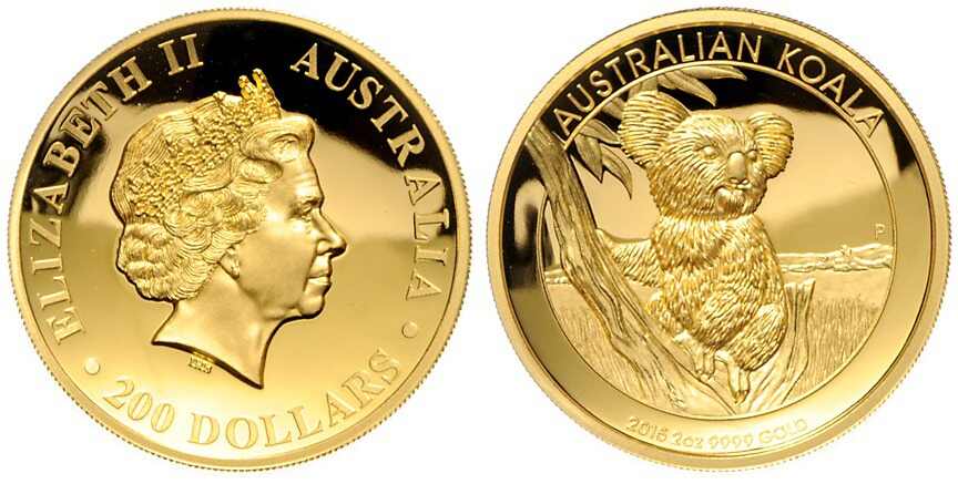 2015, Australian Koala, Goldbarrenmünze zu 200 Dollars, Perth Mint, ...