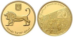 2011, Goldbarrenmünzen zu 20 New Sheqalim, Jerusalem, Teil der ...