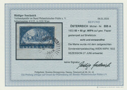 1933, WIPA, 50+50 Gr., schwärzlichviolettultramarin, gewöhnliches ...