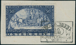 1933, WIPA, 50+50 Gr., Faserpapier, auf schönem Kabinettbriefstück ...
