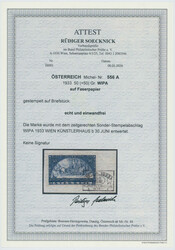 1933, WIPA, 50+50 Gr., Faserpapier, auf schönem Kabinettbriefstück ...