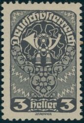 1919, Freimarke, 3 H., schwarzgrau, sauber ungebrauchtes ...