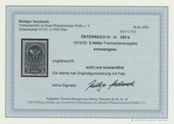 1919, Freimarke, 3 H., schwarzgrau, sauber ungebrauchtes ...