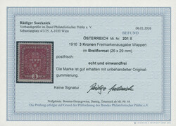1916, Freimarke Wappen, 3 Kr., dunkelbräunlichkarmin, breites Format ...