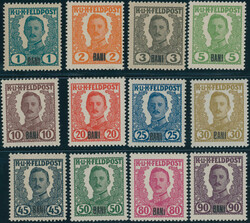 1918, nicht verausgabe Feldpostmarken mit schwarzem Aufdruck "BANI", ...