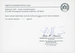 1945, Grazer Aufdruck, Pfennig- und Markwerte mit magerem Aufdruck, ...