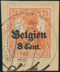 1916, Germania mit Aufdruck, 8 Cent. a. 7 1/2 Pfg., ...