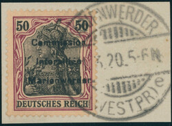 1920, Germania mit Aufdruck, 50 Pfg., dunkelgraulila auf ...